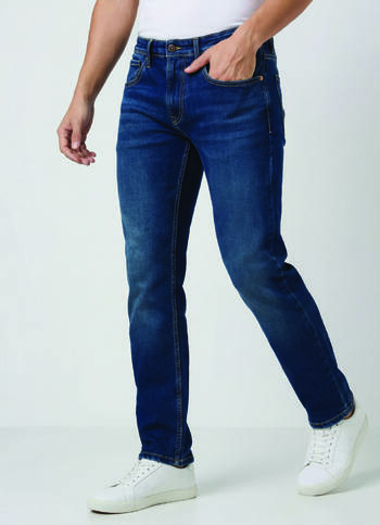 Men Blue Mid Rise Straight Fit Stretchable Jeans