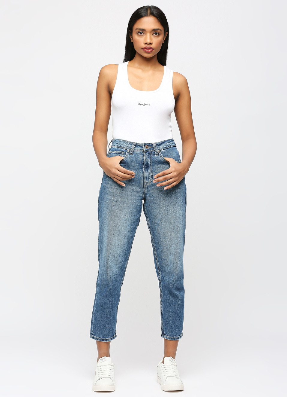 Mom Blue High Rise Relaxed Fit Jeans, , large image number 0