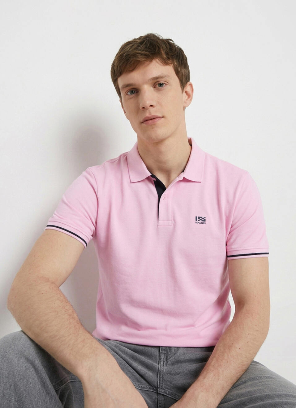 Men Pink Solid Polo T-shirt, , large image number 0
