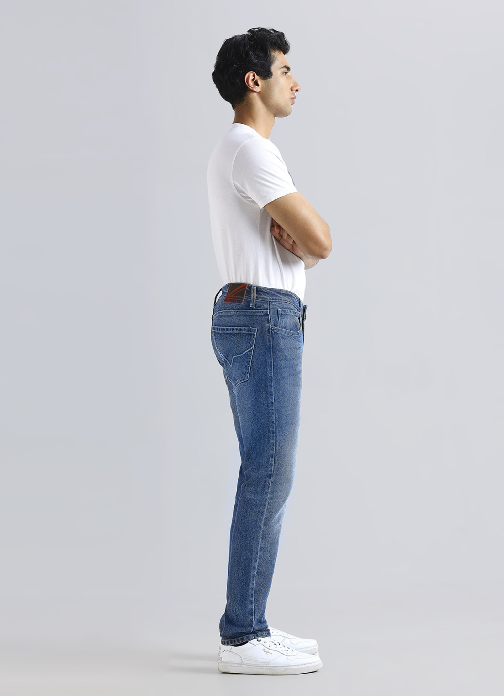 Vapour Blue Mid Waist Slim Jeans, , large image number 8