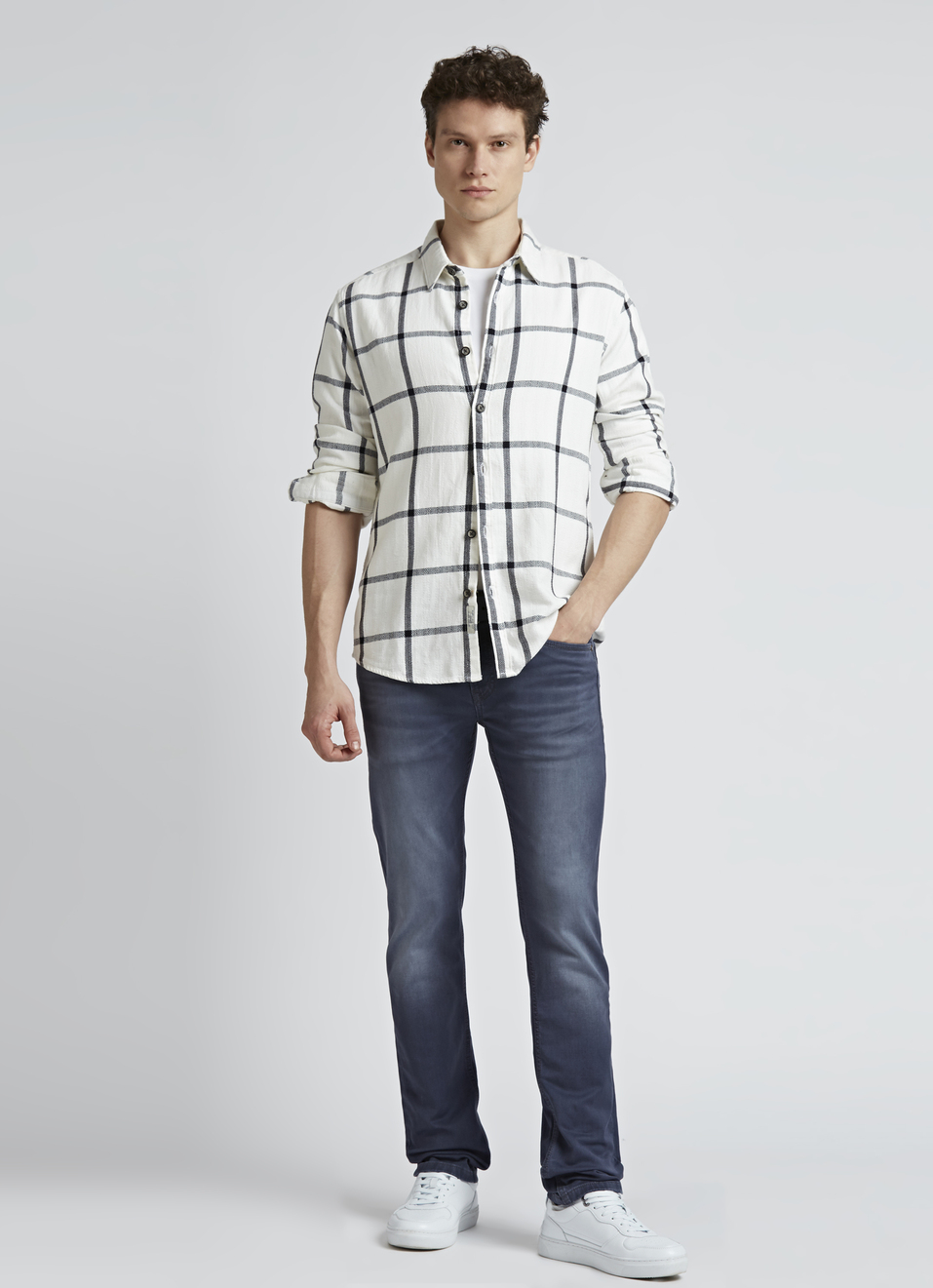 White Checks Full Sleeve Shirt, , large image number 5