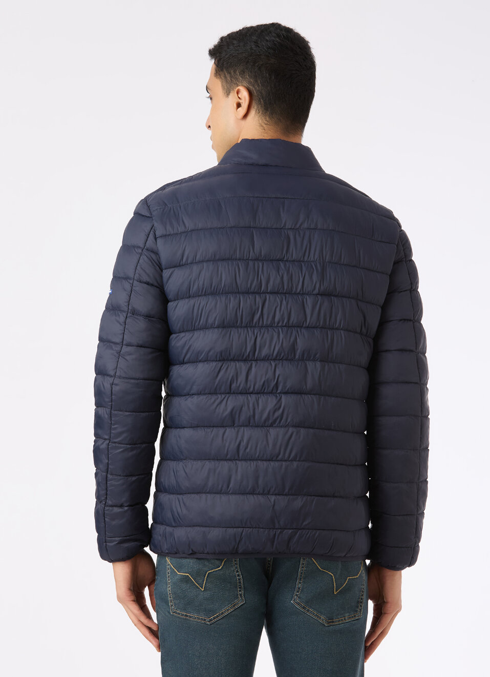 Men Blue Lightweight Quilted Puffer Jacket, , large image number 2