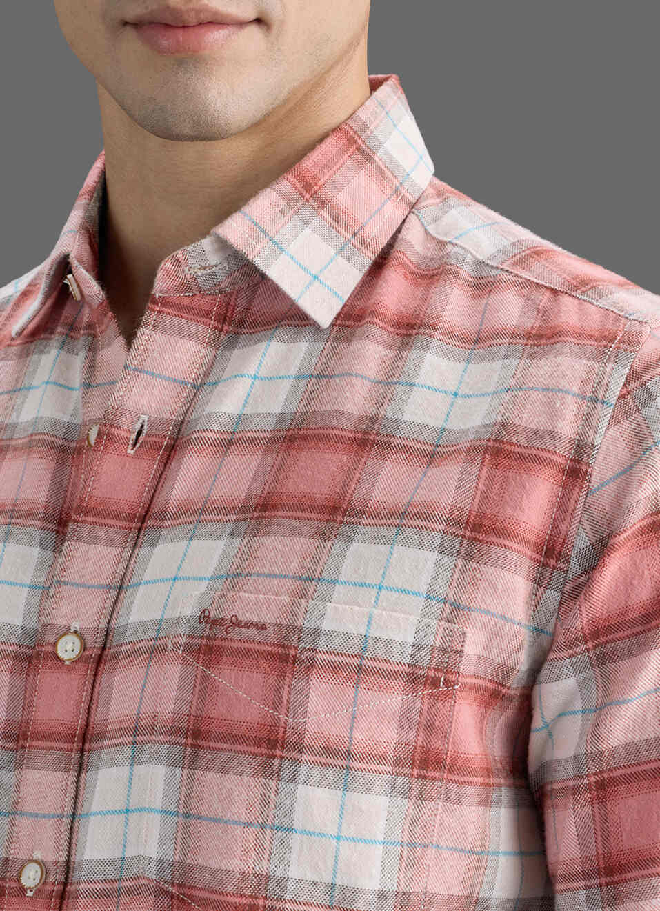Men Red Checked Brushed Long Sleeve Shirt, , large image number 1