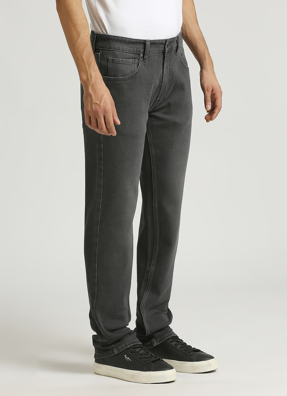 Holborne Grey Mid Rise Straight Fit Jeans, , large image number 5