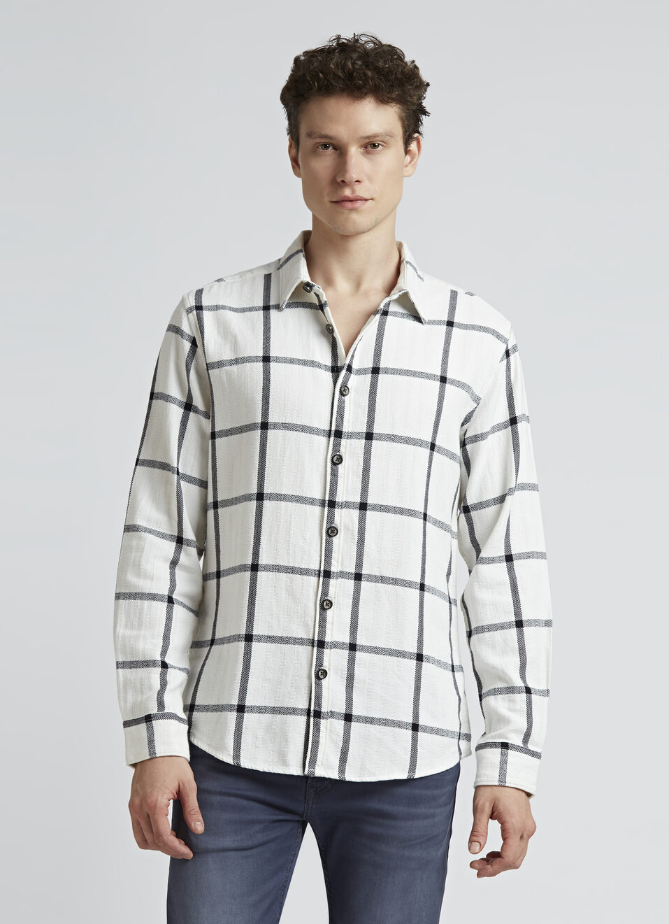 White Checks Full Sleeve Shirt, , large image number 1