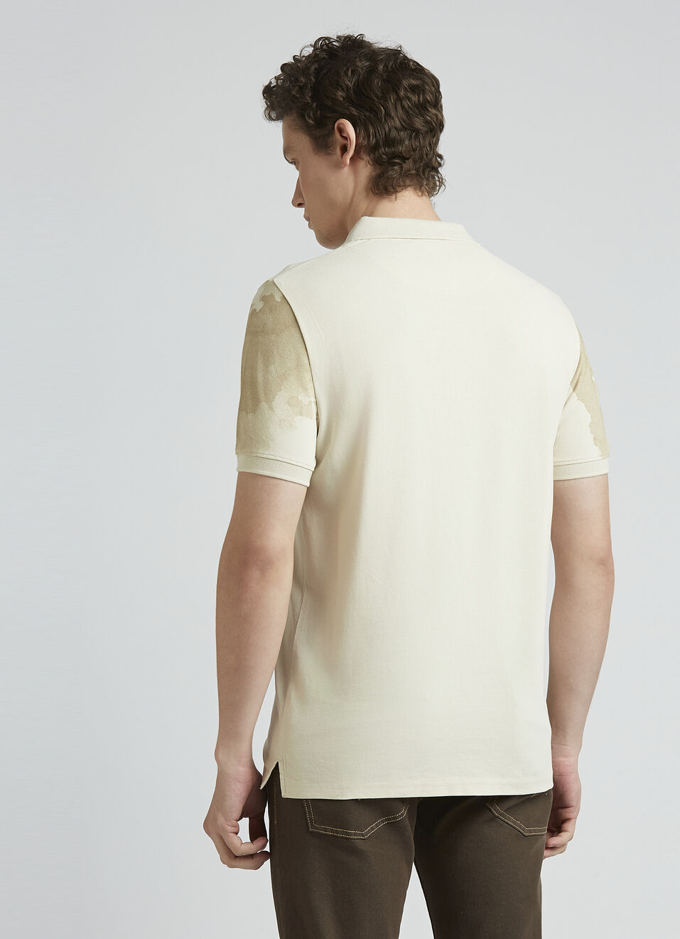Ivory Graphic Print Short Sleeve Polo, , large image number 2