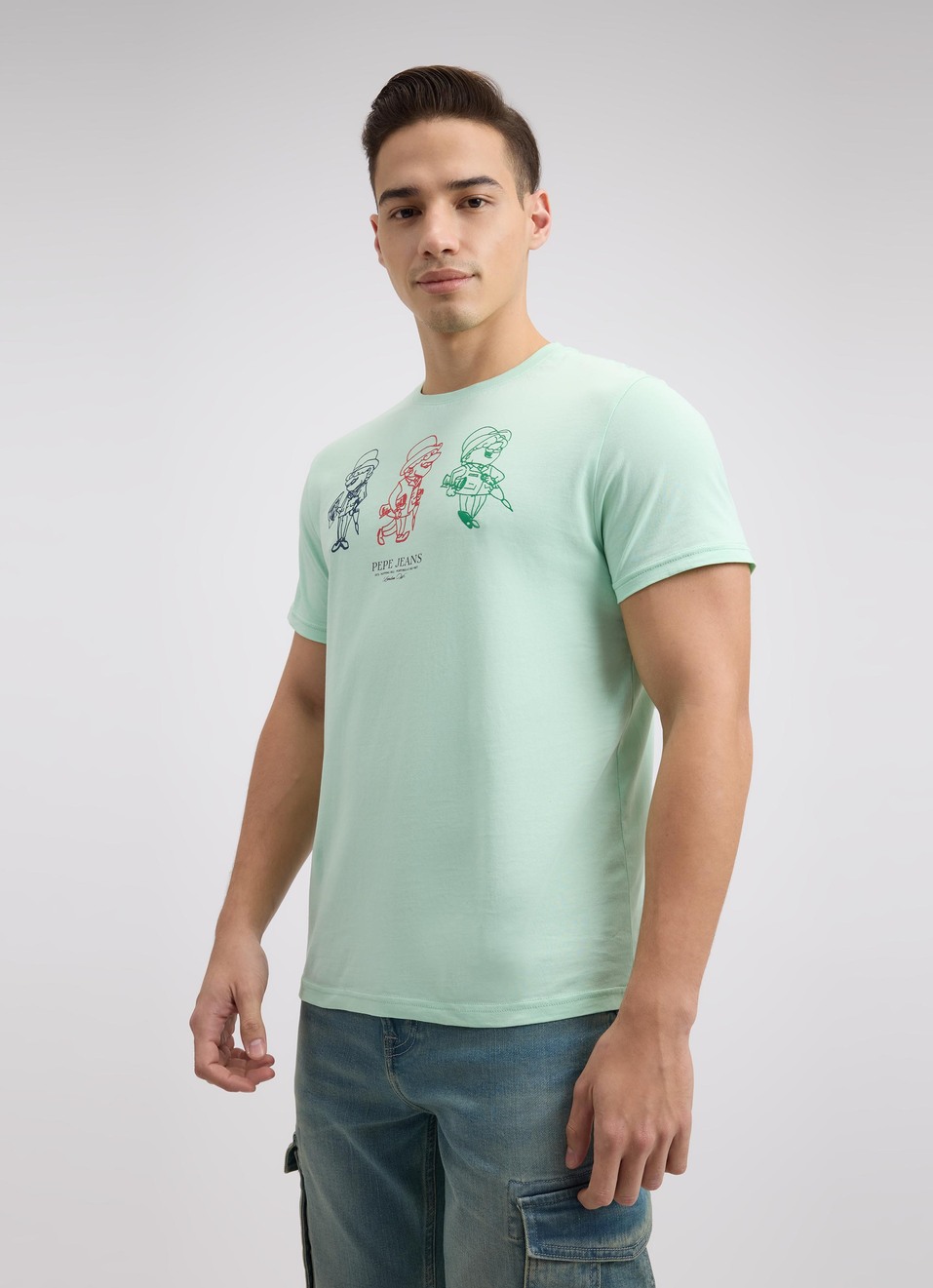 Men Green Graphic Print Short Sleeve T-shirt, , large image number 3