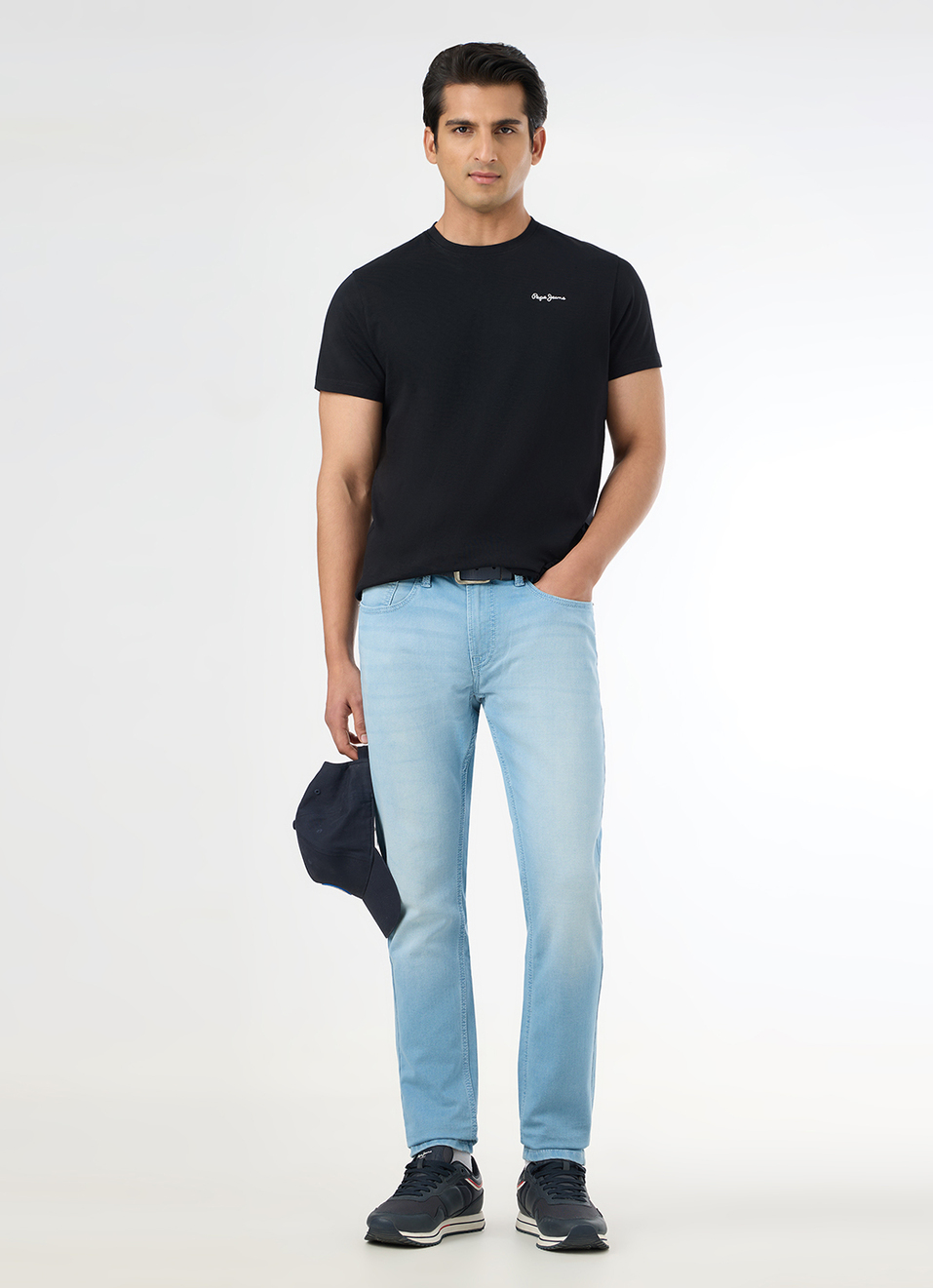 Men Light Blue Mid Rise Slim Fit Jeans, , large image number 1