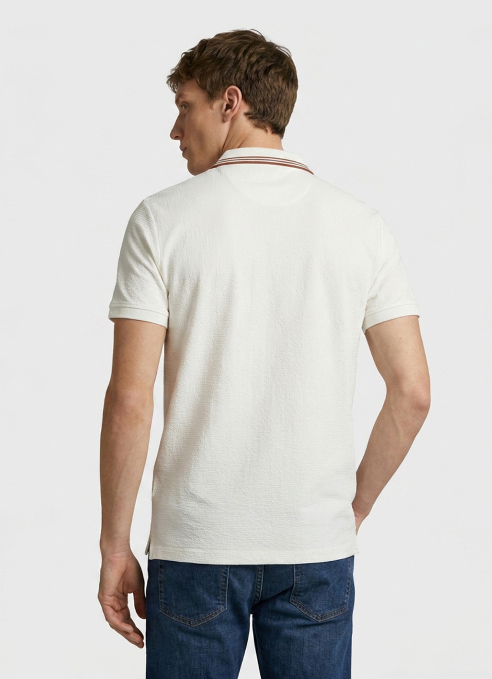 Men Off White Solid Polo Collar T-shirt, , large image number 2