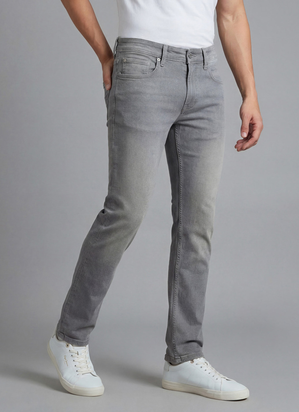 Men Grey Mid Rise Slim Fit Stretchable Jeans, , large image number 0