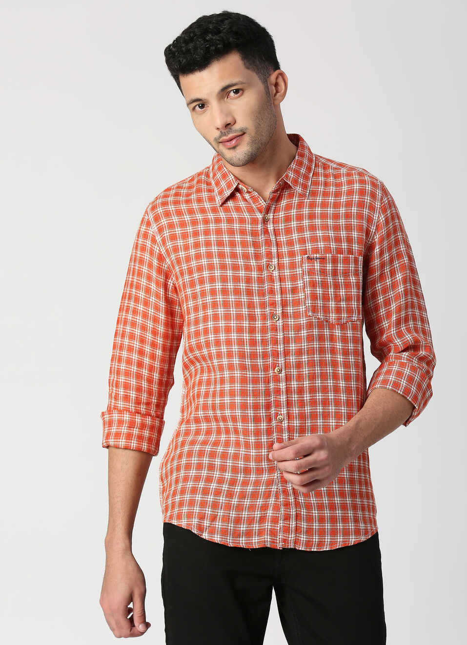 DROWN LS PURE LINEN CHECK, , large image number 1