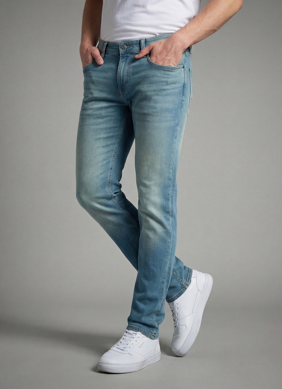 Men Blue Slim Fit Mid Rise Jeans , , large image number 0
