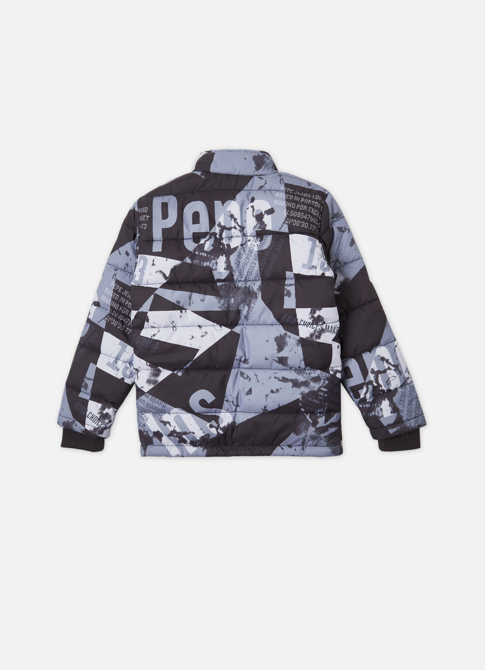 Boys Black Printed Full Sleeve Quilted Jacket, , large image number 1