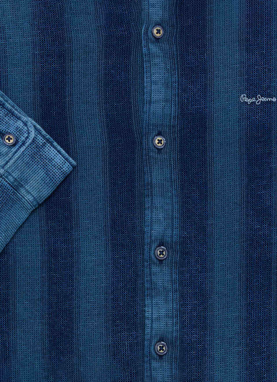 Men Blue Striped Dobby Long Sleeve Shirt, , large image number 7