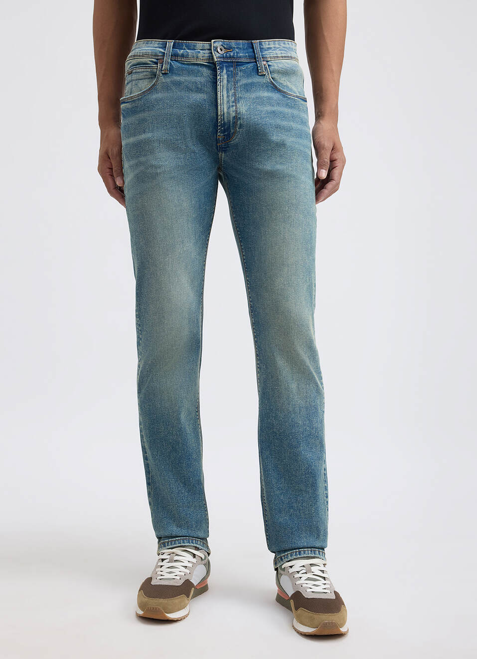 Men Blue Mid Rise Straight Powerflex Extrastretchable Jeans, , large image number 2