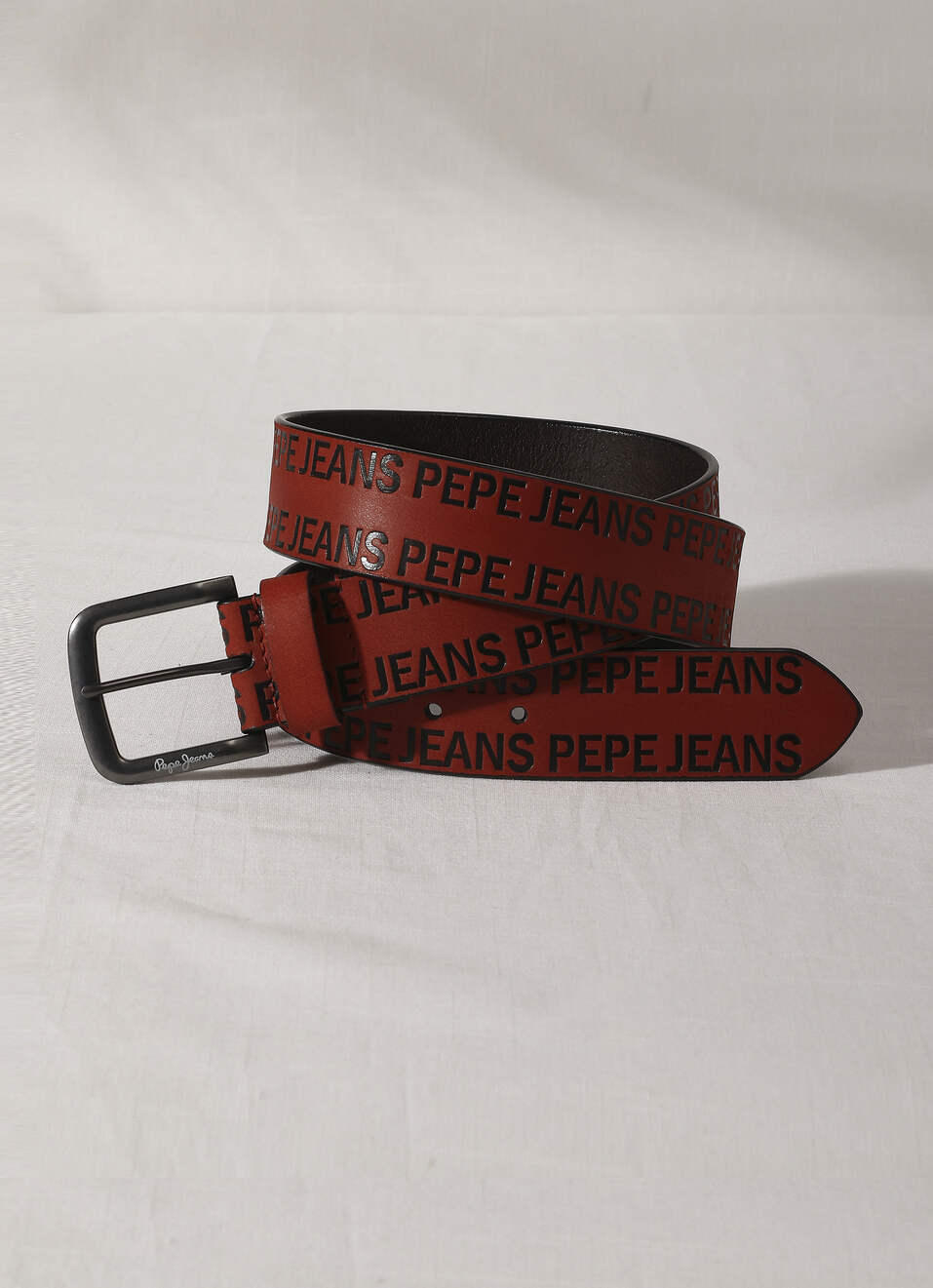 Brown Embossed Leather Belt, , large image number 0