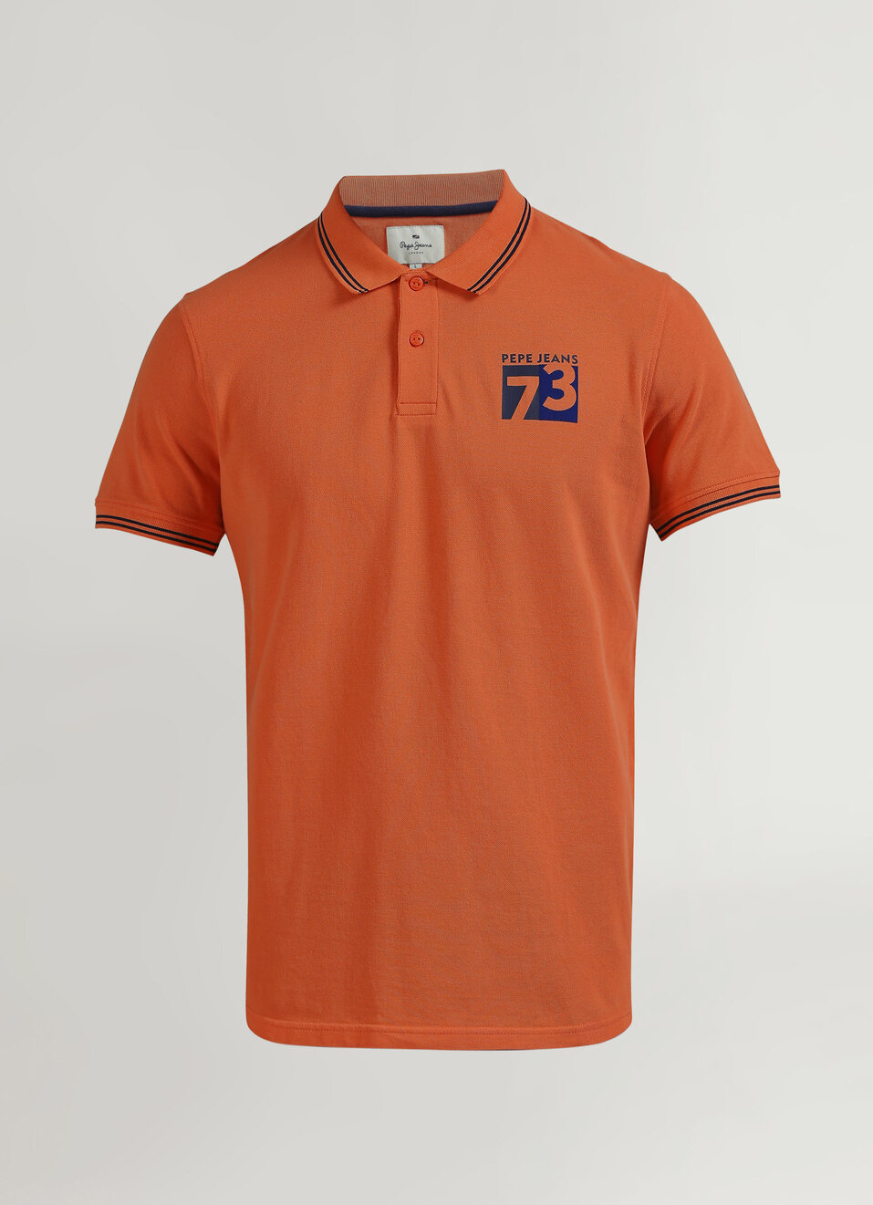 Gold Flock Print Contrast Tipping Detail Polo, , large image number 6