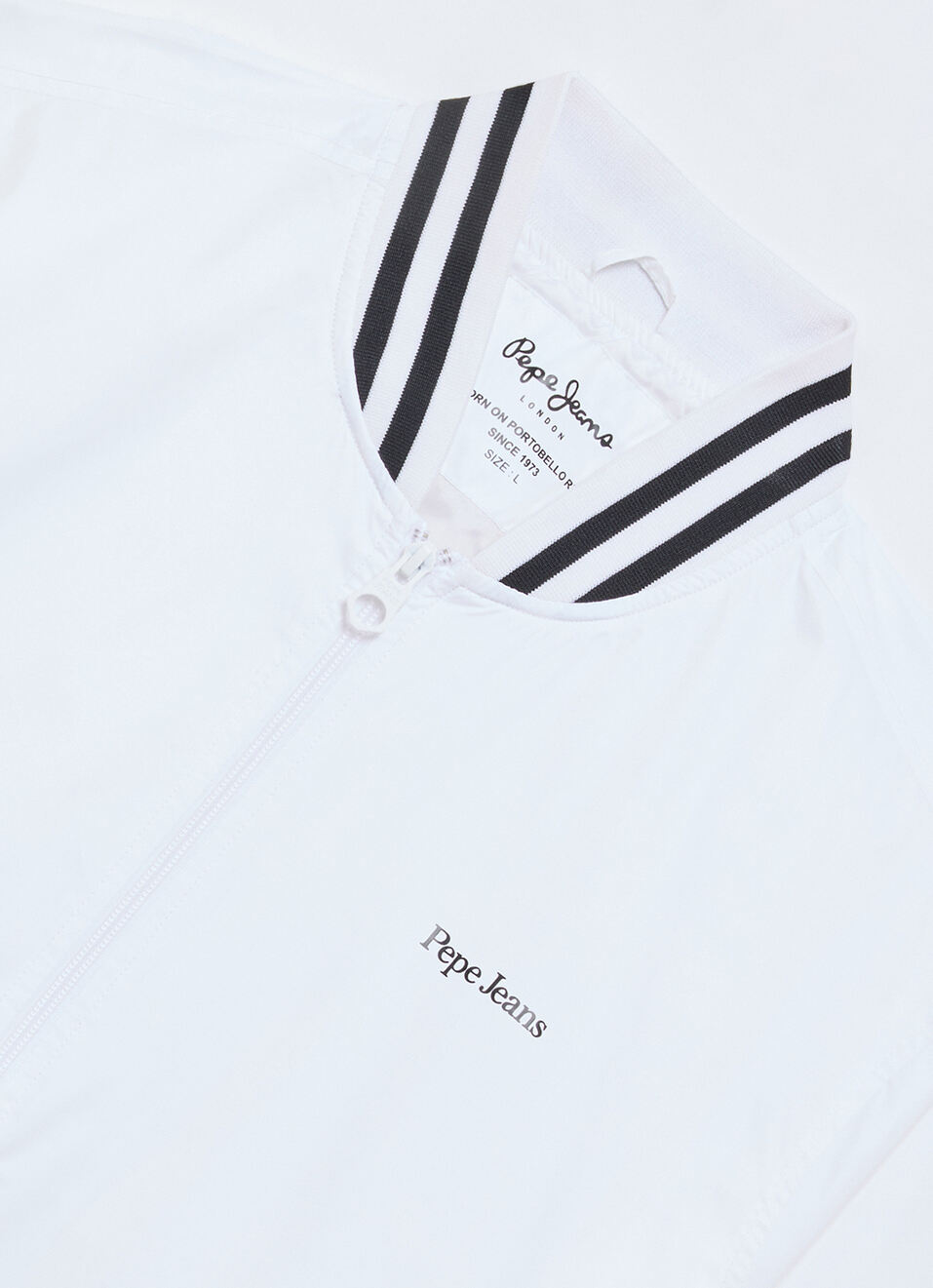 Men White Solid Baseball Collar Long Sleeve Jacket, , large image number 6
