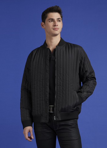 Black High Neck Full Sleeve Bomber Jacket