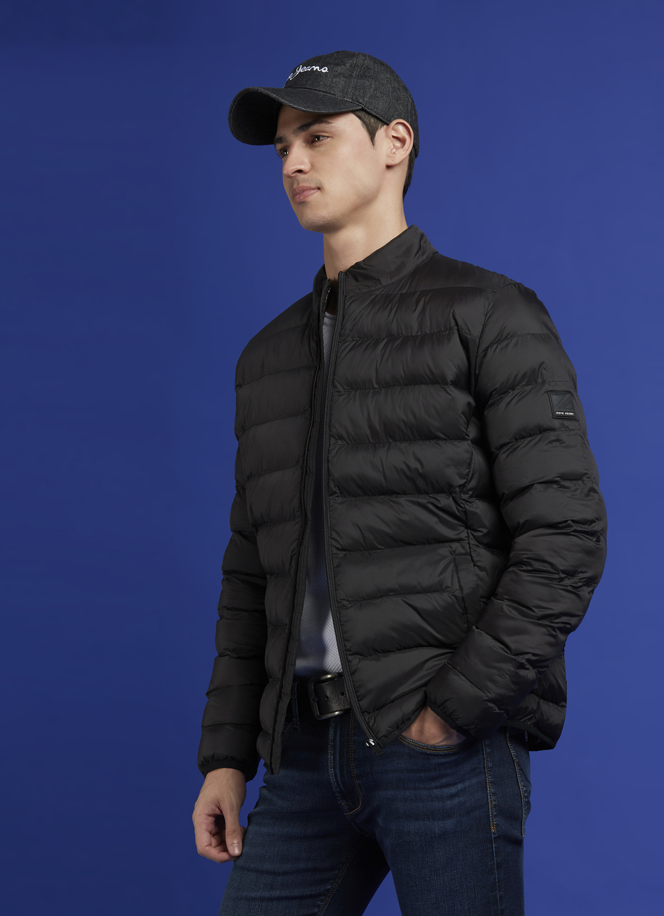 Black High Neck Full Sleeve Puffer Jacket, , large image number 0