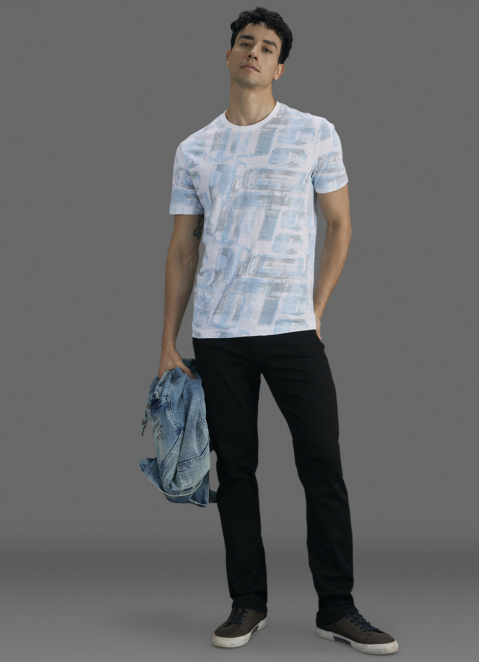 Men White Printed Slim Fit Short Sleeve T-shirt, , large image number 2