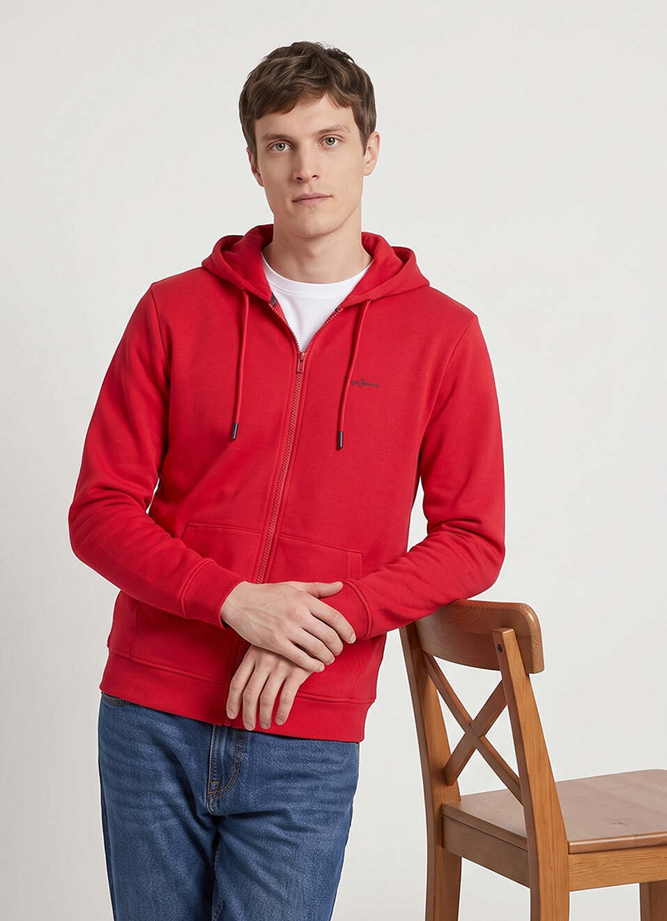 Men Red Back Print Full Sleeve Hoodie, , large image number 0