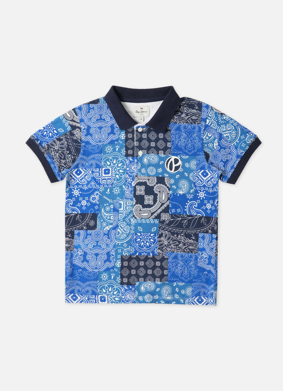 All Over Bandana Print Navy Polo, , large image number 0