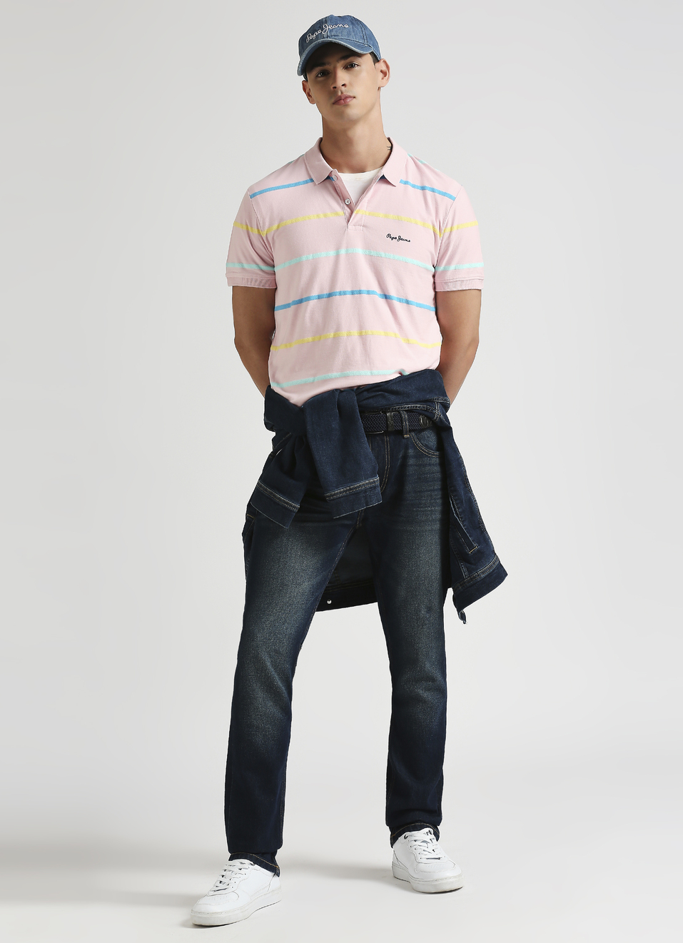 Pink Herringbone Summer Striper Polo, , large image number 5