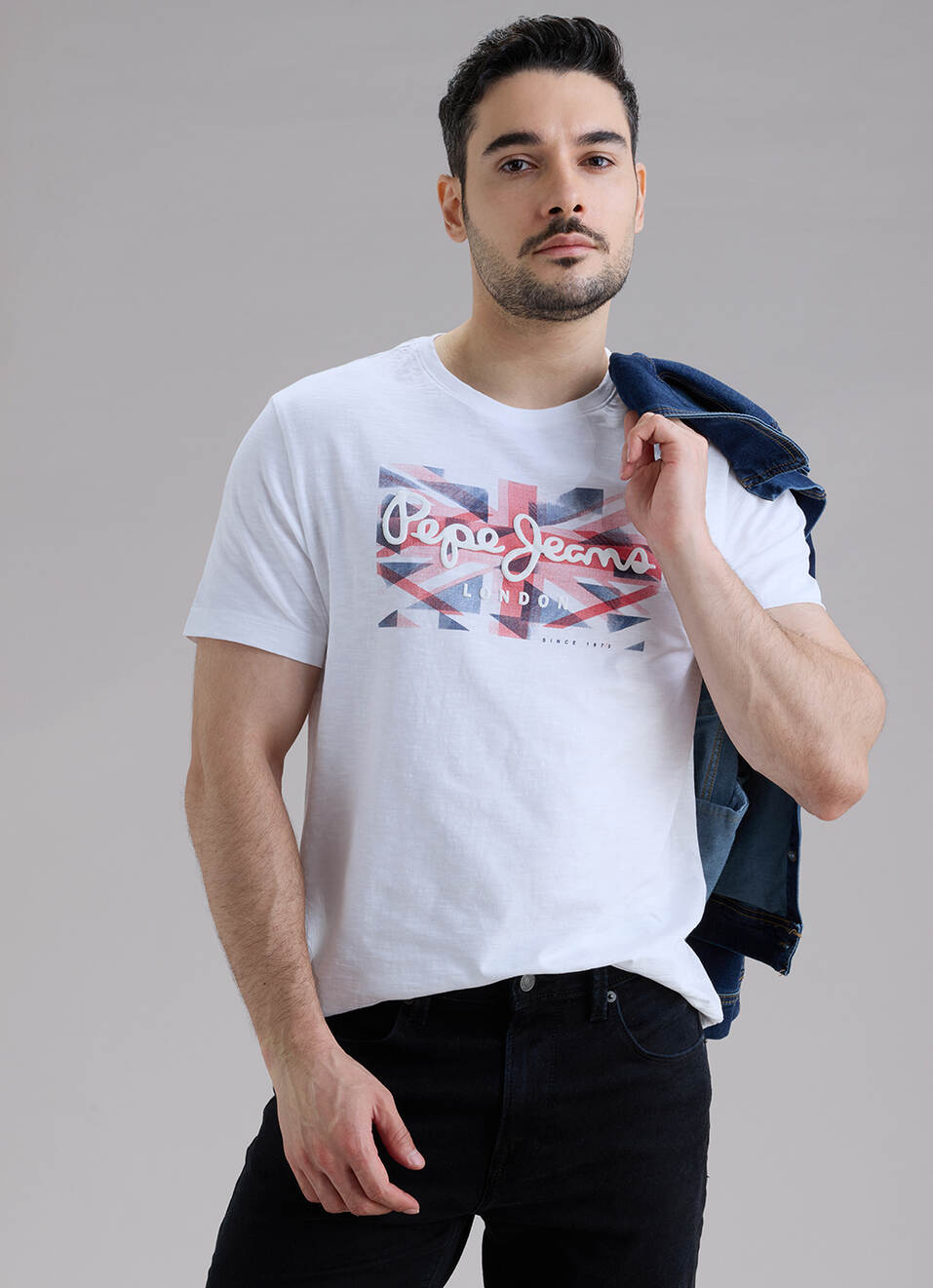 Men White Printed Slim Fit Short Sleeve T-shirt, , large image number 0