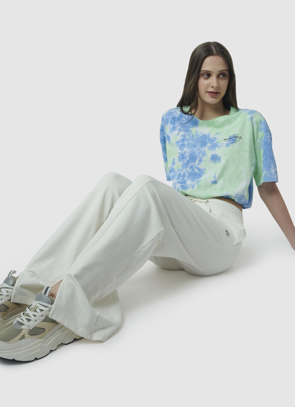 Elasticated Hem Tie & Dye Print T-shirt, , large image number 5