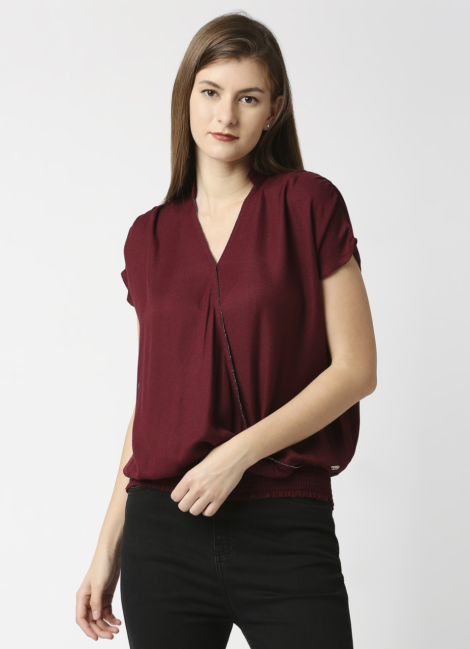 Tamara Overlap Detail Top With Elasticated Waist, , large image number 1