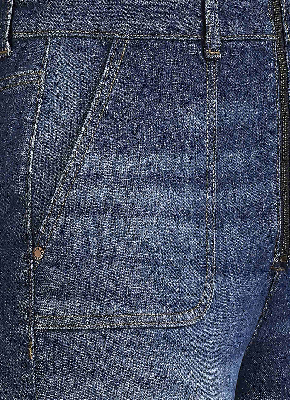 Blue Full Sleeve Flare Dungarees, , large image number 4