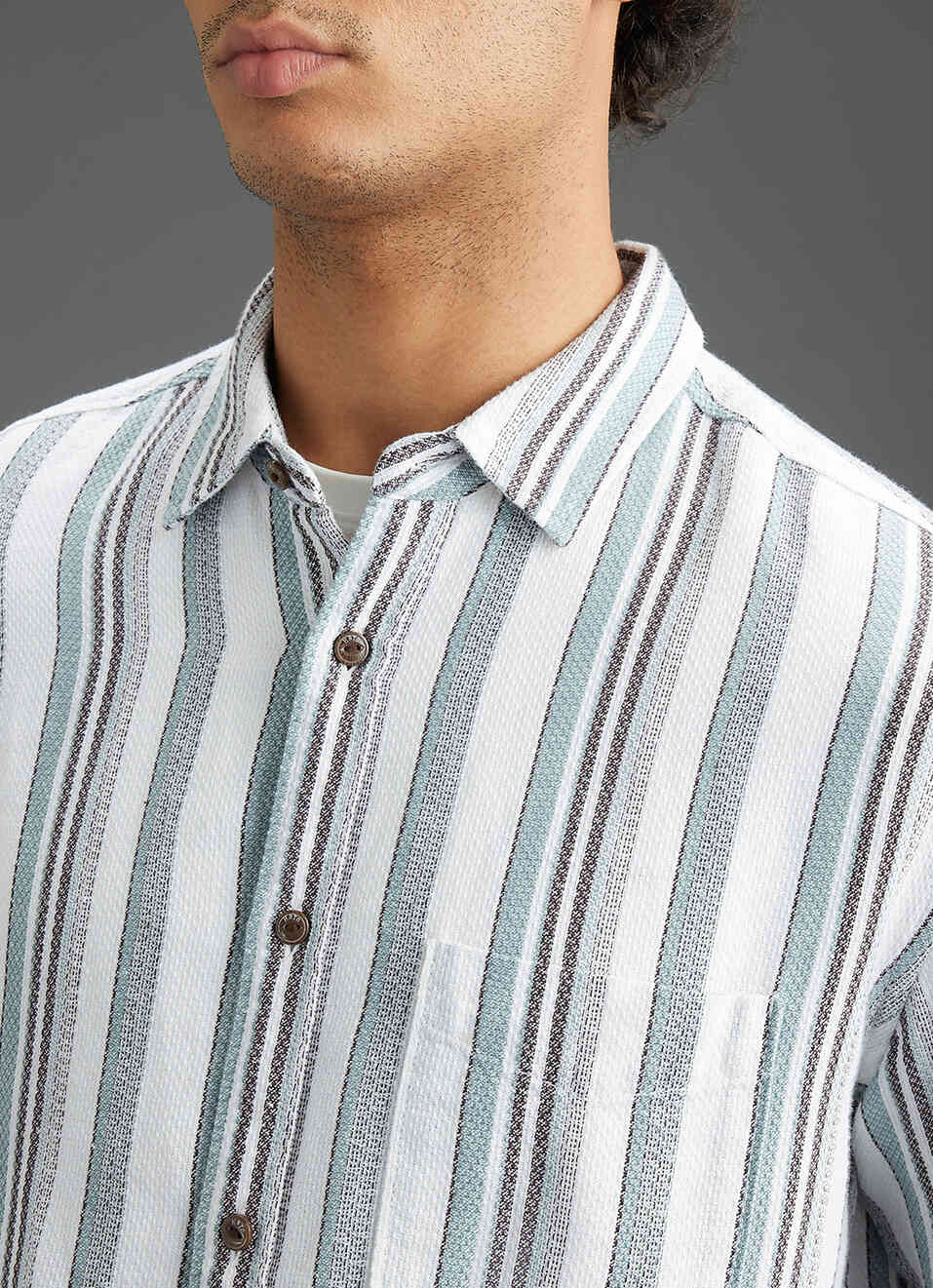 Men Beige Striped Regular Fit Full Sleeve Casual Shirt, , large image number 1