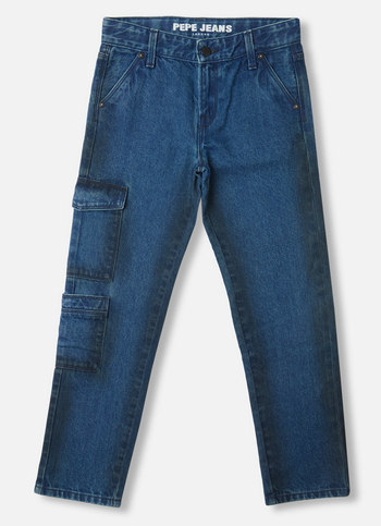 Boys Skater Dark Blue Mid Rise Wide Fit Jeans