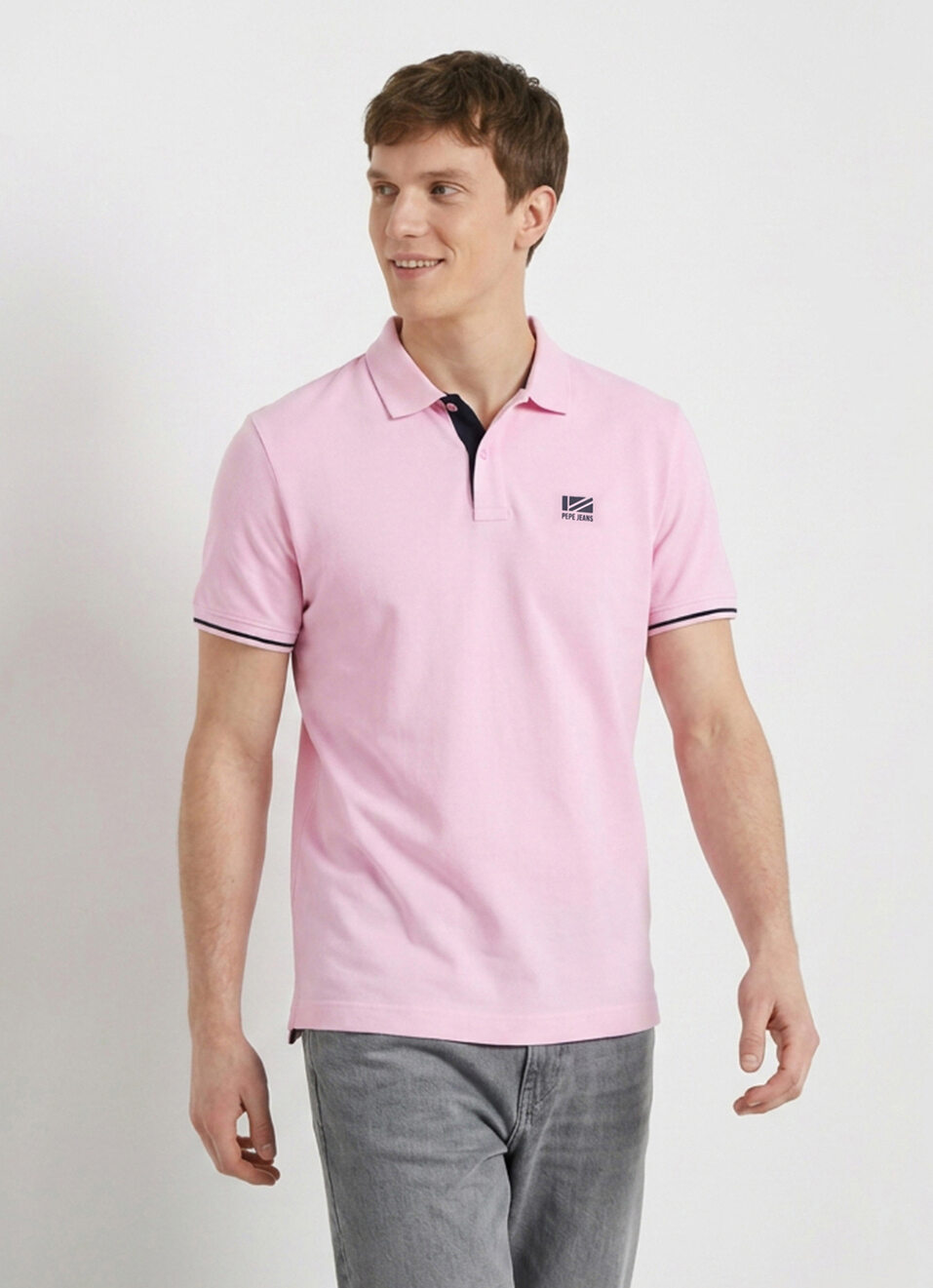 Men Pink Solid Polo T-shirt, , large image number 1