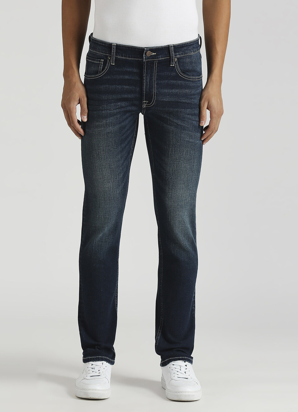 Vapour Dark Blue Mid Rise Slim Fit Jeans, , large image number 2