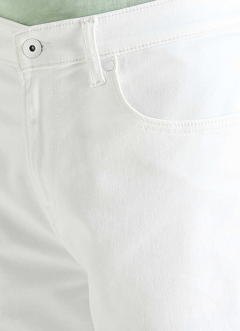 White Mid Waist Denim Shorts, , large image number 4