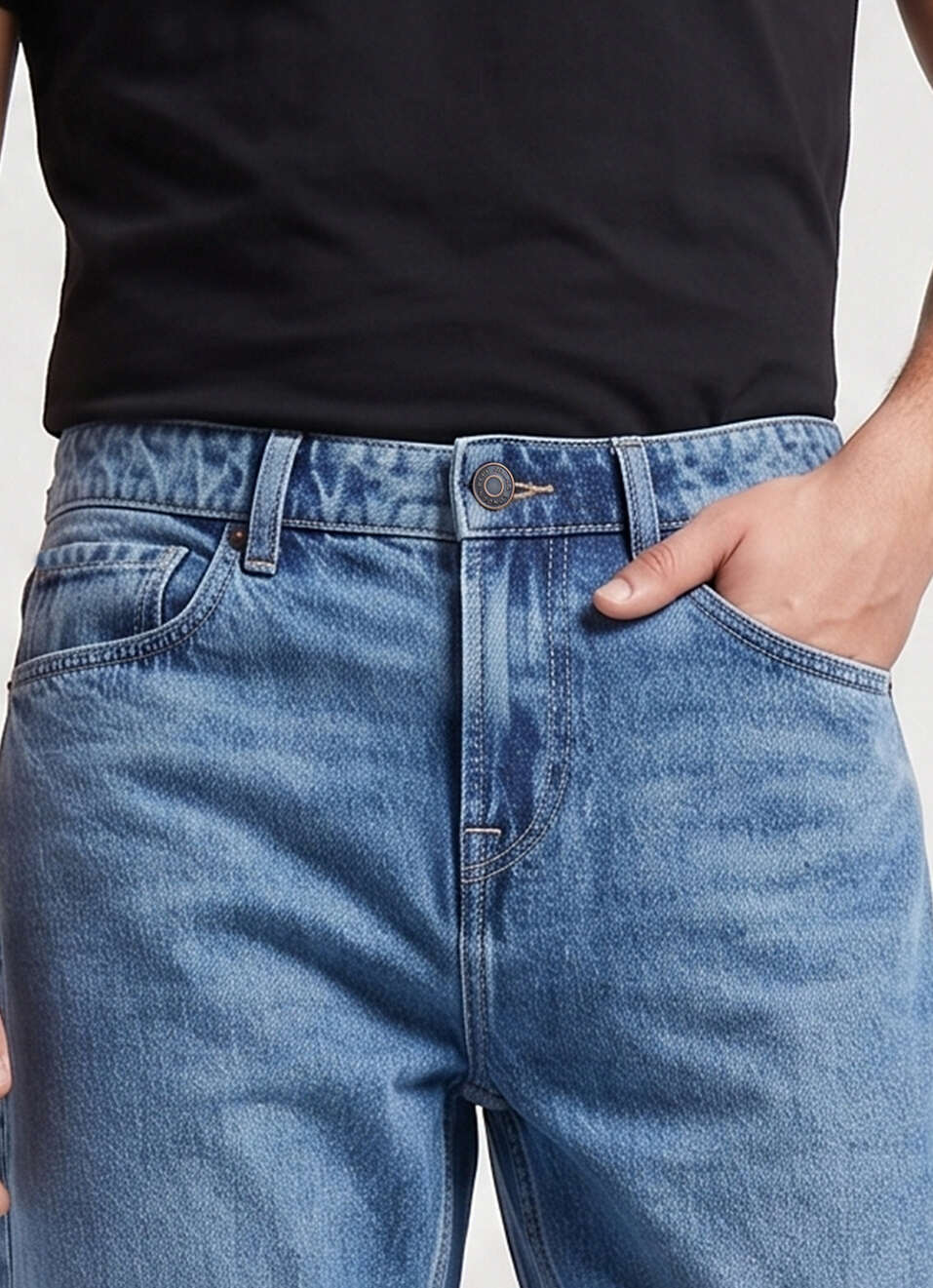 Men Blue Baggy Fit Mid Rise Jeans, , large image number 4