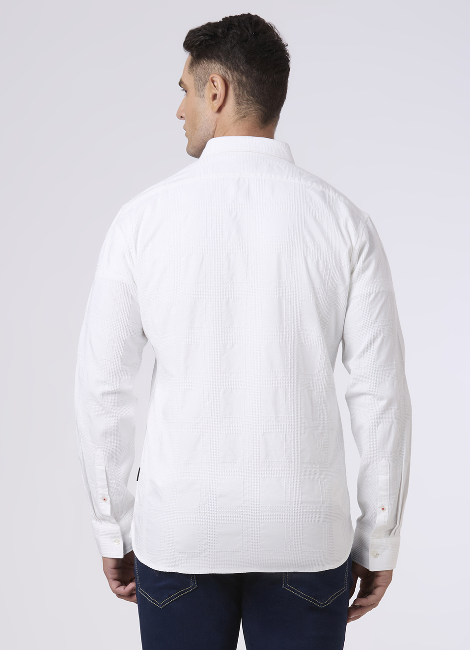 Men White Self Textured Casual Shirt, , large image number 2