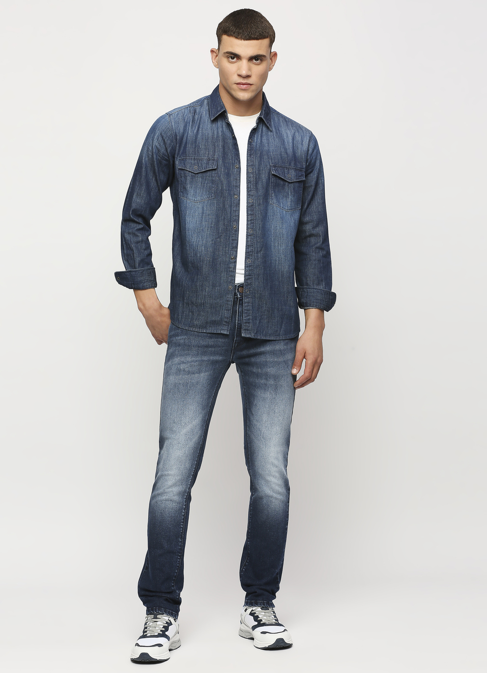 Blue Full Sleeve Denim Shirt, , large image number 5