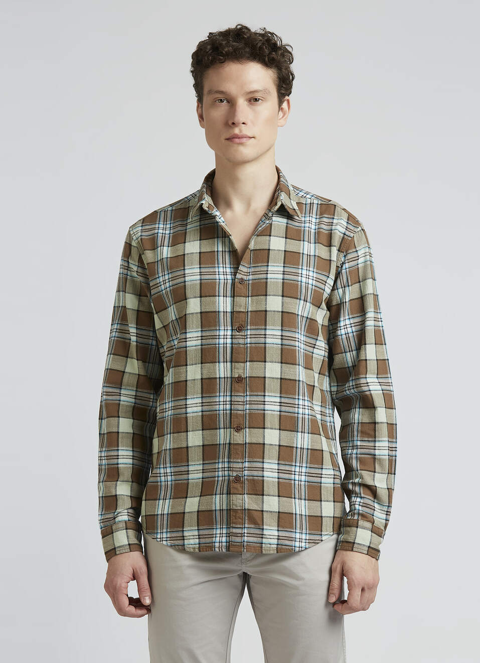 Brown Open Structure Check Full Sleeve Shirt, , large image number 1