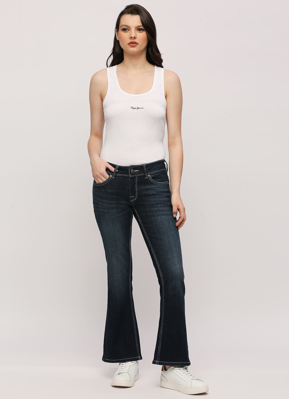 Pimlico Blue Mid Waist Flared Jeans, , large image number 5