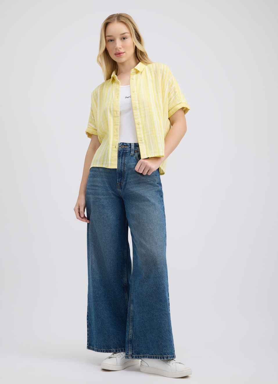 Women Yellow Check Short Sleeve Shirt, , large image number 5