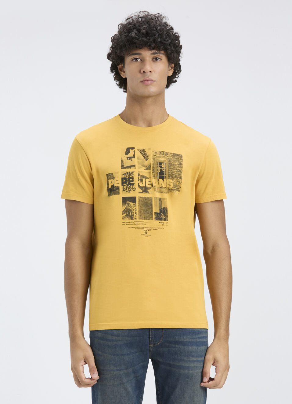 Men Gold Graphic Print Short Sleeve T-shirt, , large image number 1