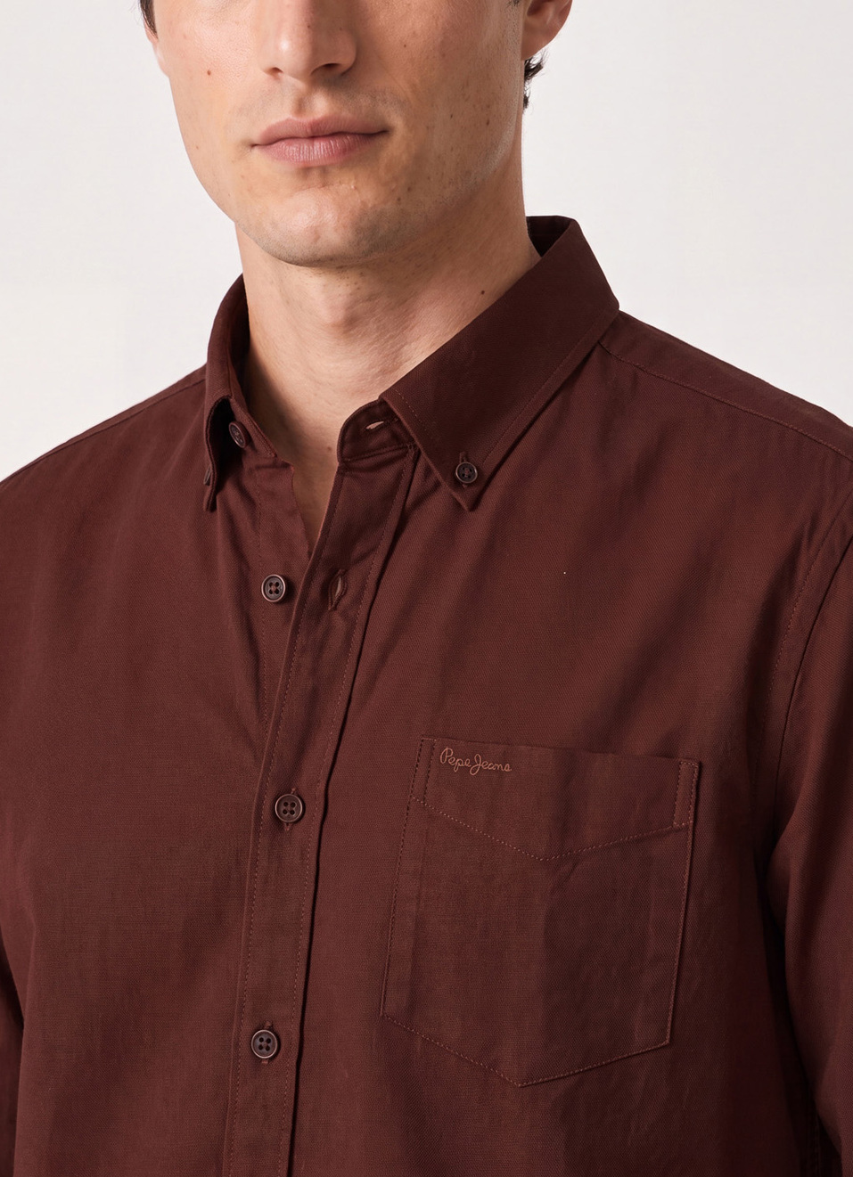 Men Rust Solid Button-down Collar Oxford Shirt, , large image number 4