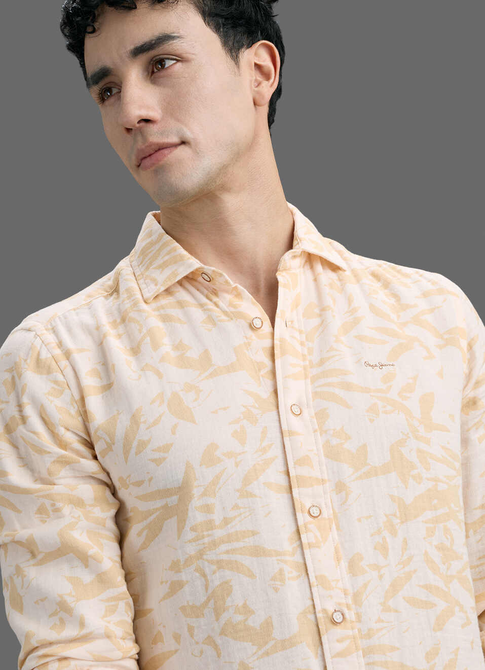Men Yellow Printed Long Sleeve Shirt, , large image number 4