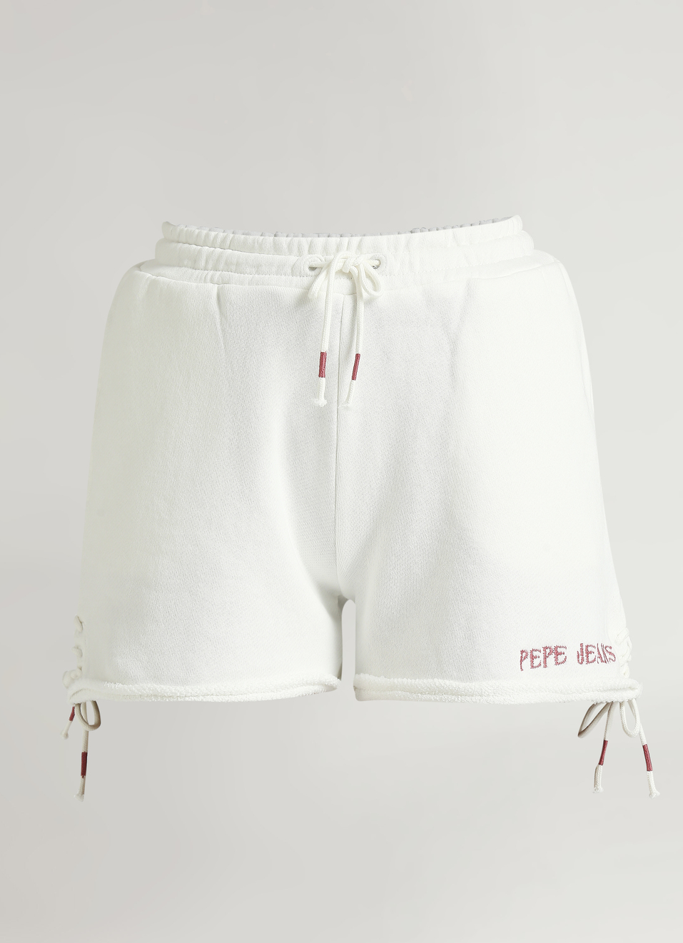 White Brand Print Twill Terry Shorts, , large image number 6