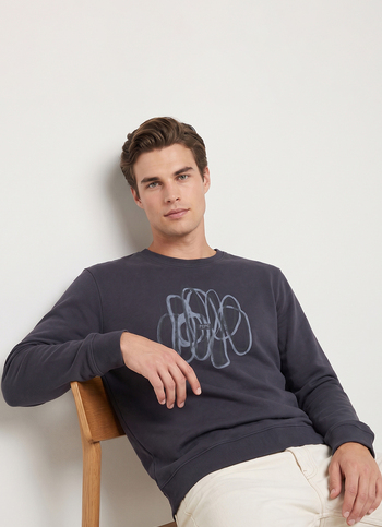 Men Grey Printed Full Sleeve Sweatshirt