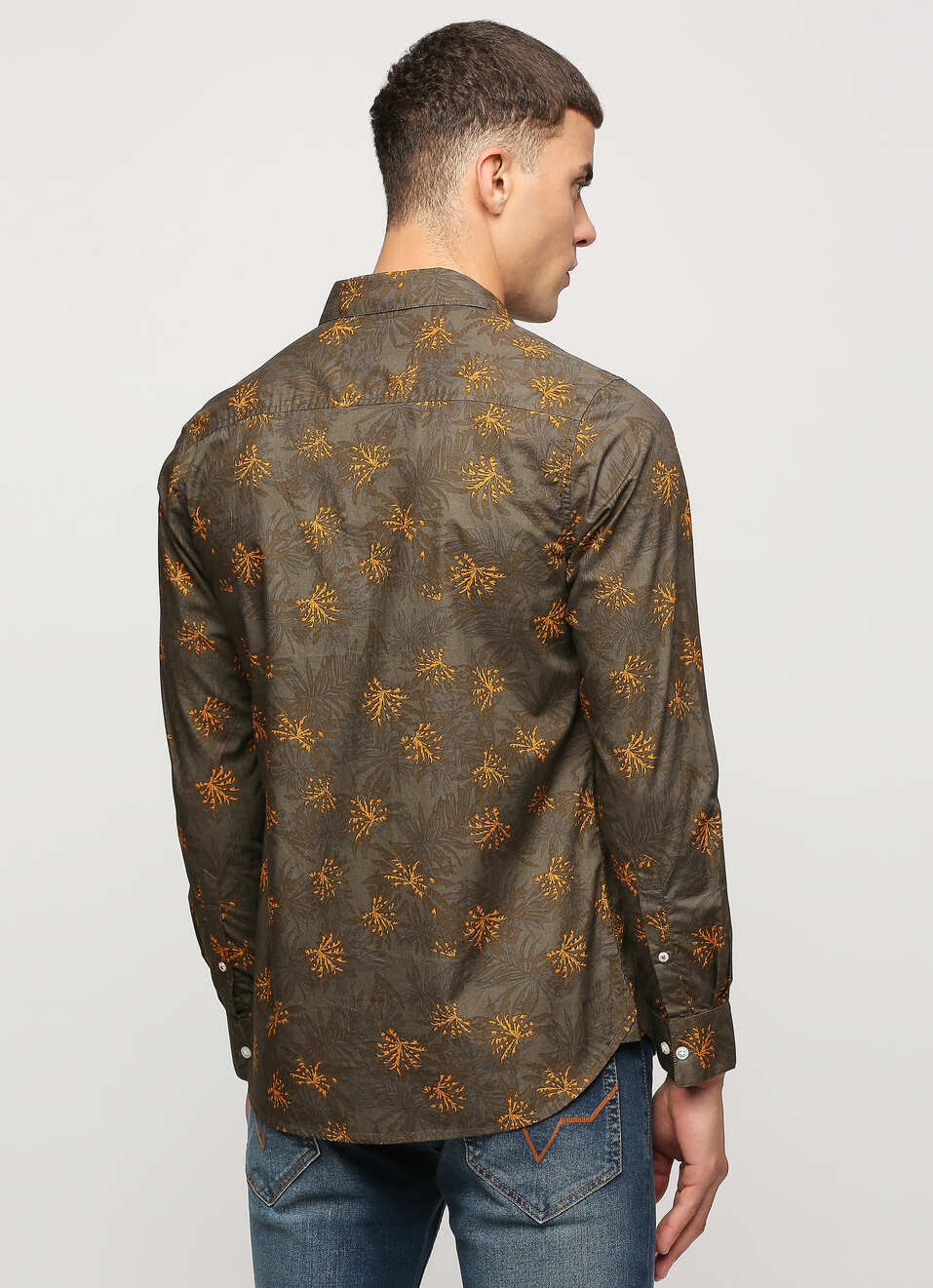 Olive Printed Full Sleeve Shirt, , large image number 2