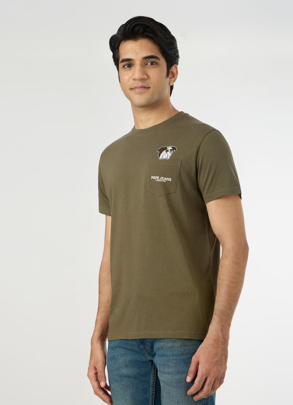 Men Olive Green Slim Back Print T-shirt, , large image number 3
